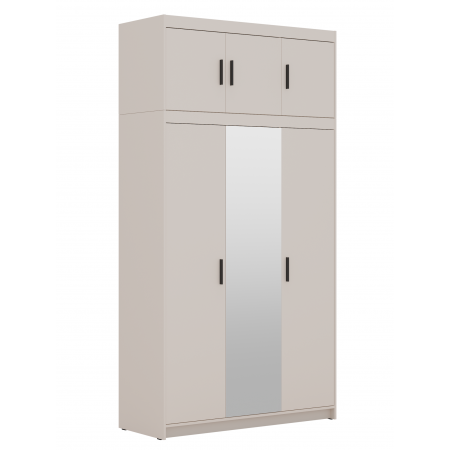 Szafa z nadstawką trzydrzwiowa z lustrem 133 cm TRINO beż piaskowy